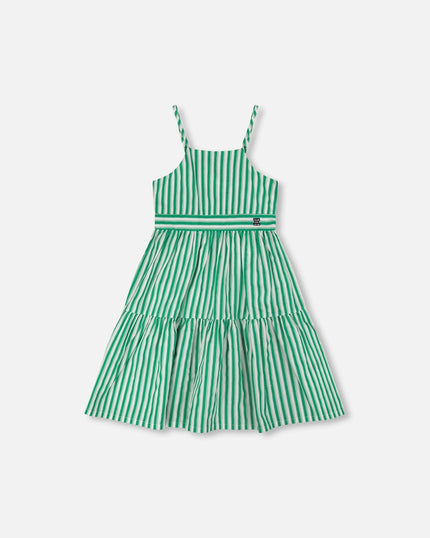 Cotton Sundress Green Stripes