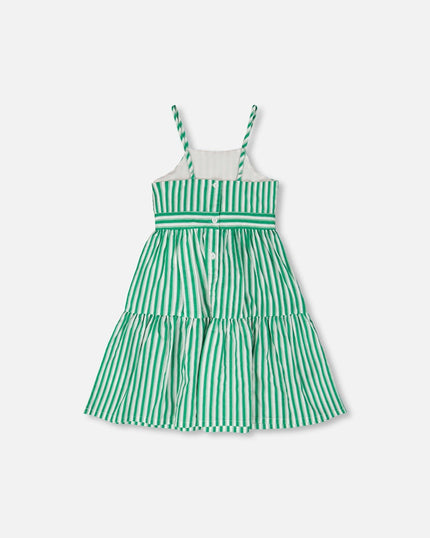 Cotton Sundress Green Stripes