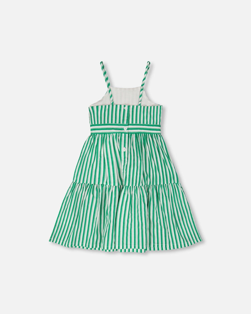 Cotton Sundress Green Stripes