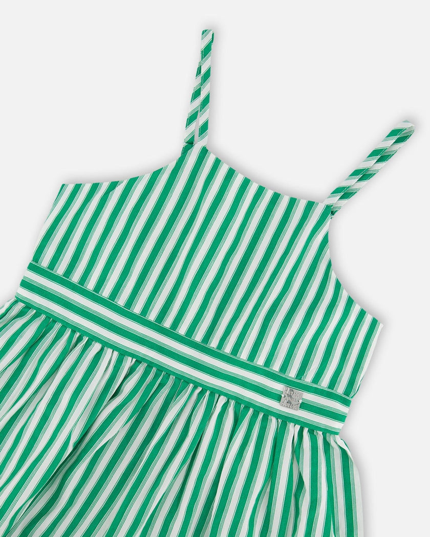 Cotton Sundress Green Stripes