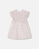 Cotton Rib Dress White Printed Cherries