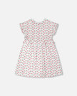 Cotton Rib Dress White Printed Cherries