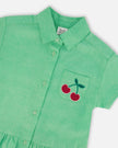 Cotton Shirt Dress With Embroidery Green