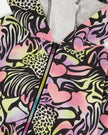 Zip Front French Terry Hoodie Black Printed Multicolor