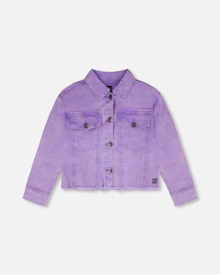 Mauve Denim Jacket With Embroidery