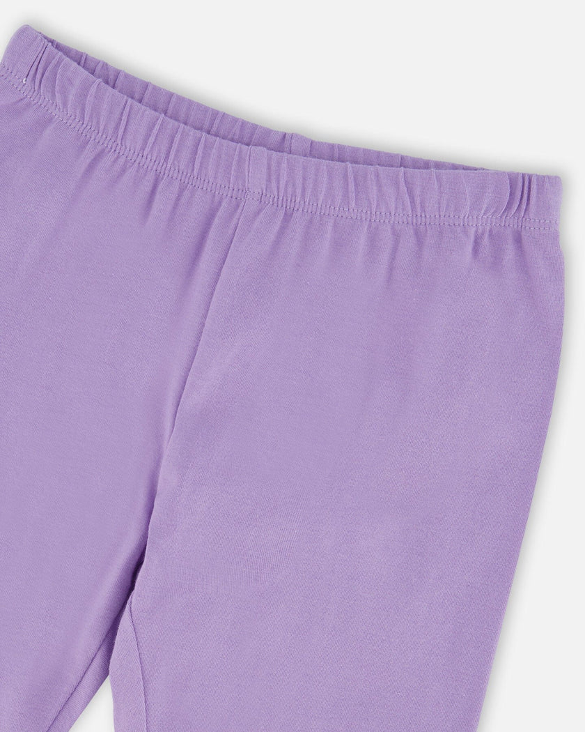 Organic Cotton Jersey Capri Mauve With Knee Screen Hearts Appliqués