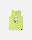 Organic Cotton Jersey Tank Top Lime Green With Screen Print