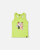 Organic Cotton Jersey Tank Top Lime Green With Screen Print