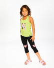 Organic Cotton Jersey Tank Top Lime Green With Screen Print