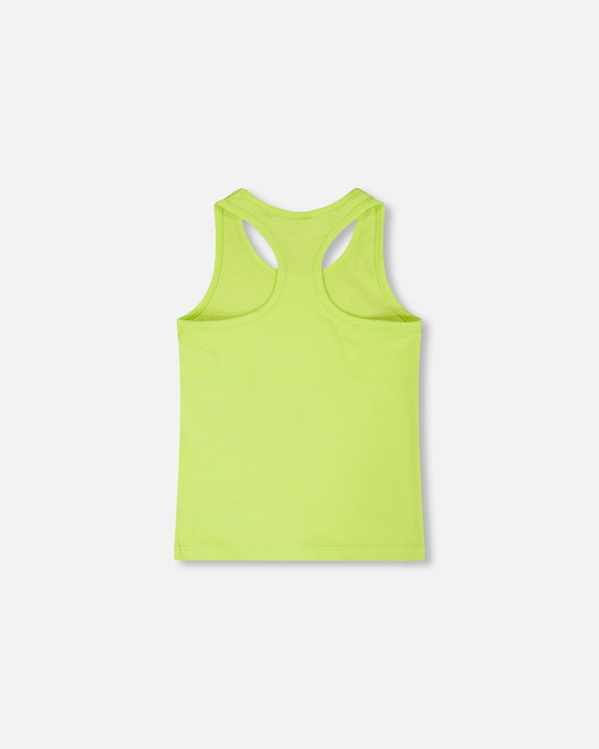 Organic Cotton Jersey Tank Top Lime Green With Screen Print