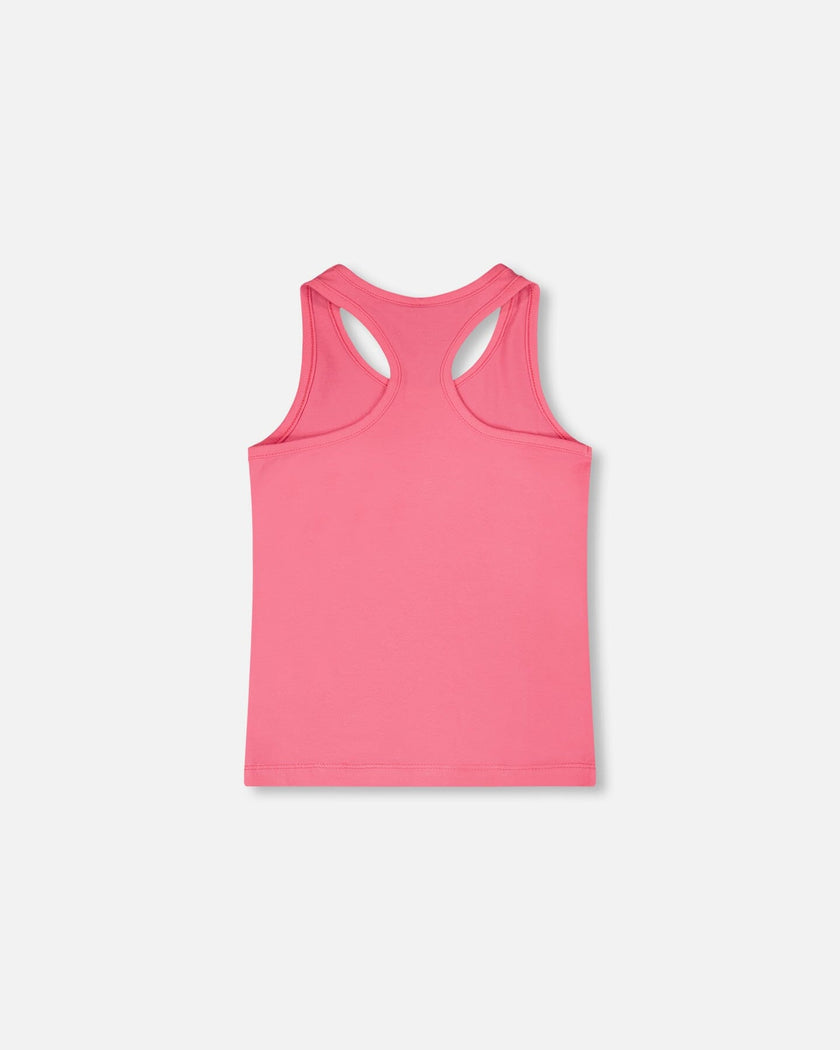 Organic Cotton Jersey Tank Top Pink With Screen Print
