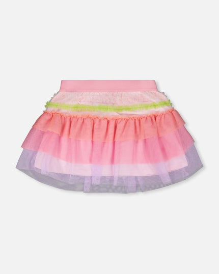 Mesh Skirt With Multicolor Frills