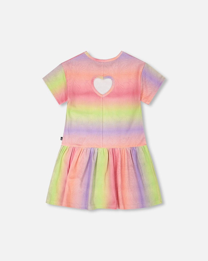 Printed Jersey Dress With Heart Back Cut Out Multicolor