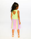 Sleeveless Bi-Material Dress Lime Green