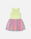 Sleeveless Bi-Material Dress Lime Green