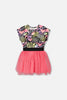 Bi-Material Dress Black Printed Multicolor