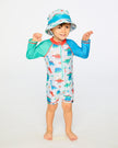 Baby And Toddler One-Piece Long Sleeve Rashguard Grey Baby Dinosaur Print
