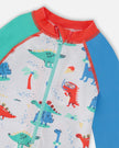 Baby And Toddler One-Piece Long Sleeve Rashguard Grey Baby Dinosaur Print