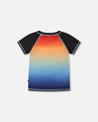 Short Sleeve Rashguard Blue And Orange Gradient