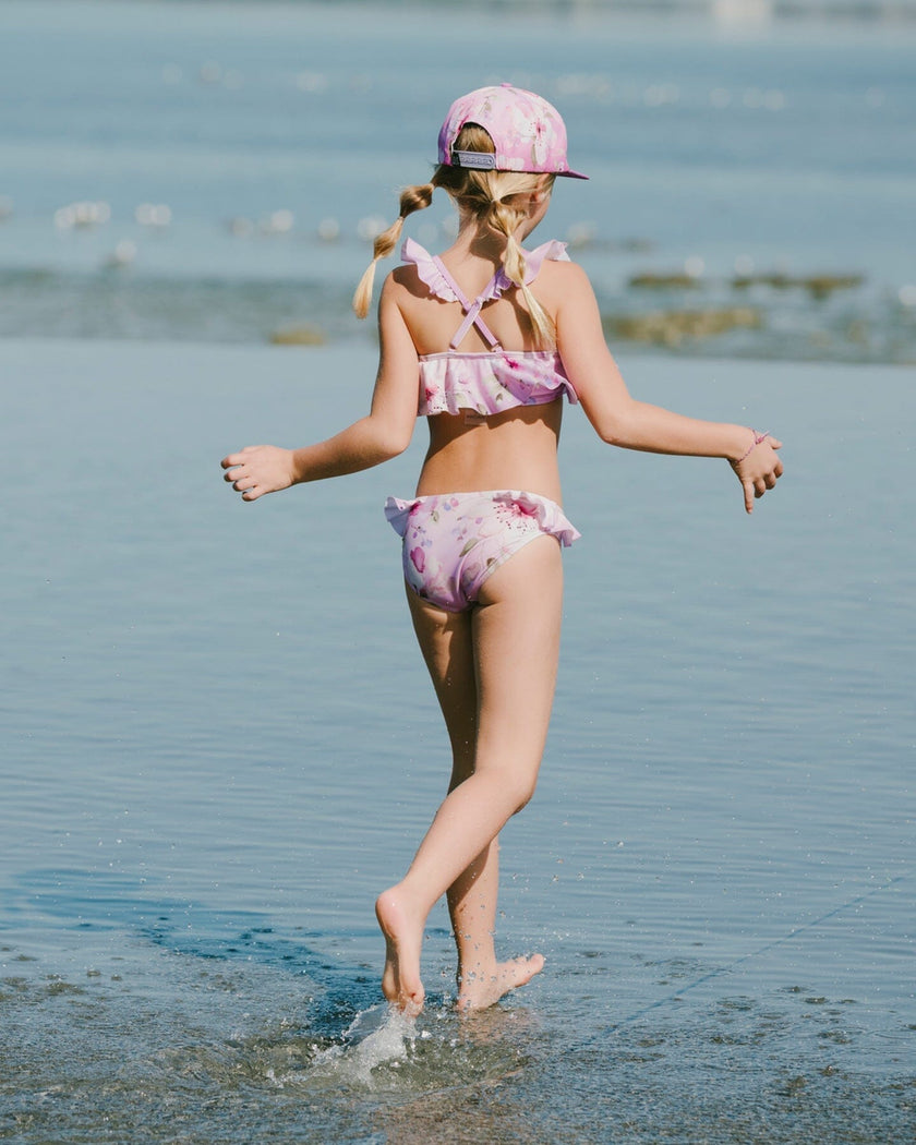 Two-Piece Swimsuit Purple Flower Print