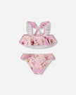 Two-Piece Swimsuit Purple Flower Print