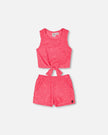 Terry Tank Top With Shorts Set Pink