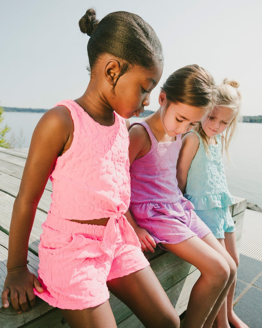 Terry Tank Top With Shorts Set Pink