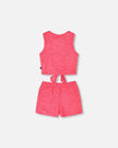 Terry Tank Top With Shorts Set Pink