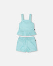 Terry Tank Top With Shorts Set Light Blue