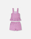 Terry Tank Top With Shorts Set Lilac