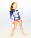 One-Piece Long Sleeve Rashguard Blue Rose Print