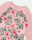 One-Piece Long Sleeve Rashguard Pink Hibiscus Print