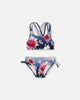Two-Piece Swimsuit Blue Rose Print