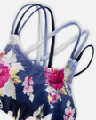Two-Piece Swimsuit Blue Rose Print