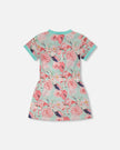 Mesh Beach Dress Blue Flamingo Print