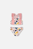 Two-Piece Swimsuit Pink Printed Fruits