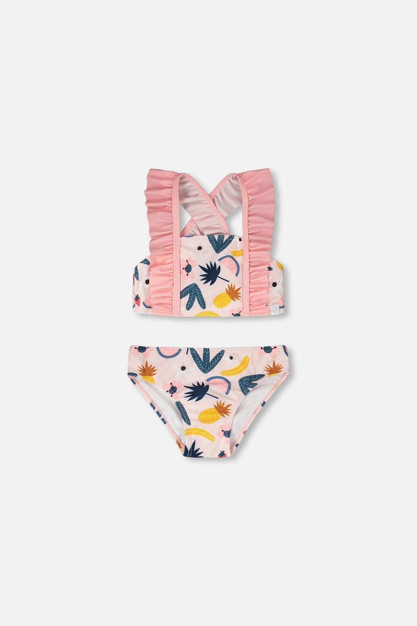 Two-Piece Swimsuit Pink Printed Fruits