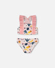 Two-Piece Swimsuit Pink Printed Fruits