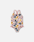 One-Piece Swimsuit Pink Printed Fruits