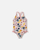 One-Piece Swimsuit Pink Printed Fruits