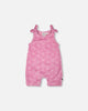 Terry Cloth Romper With Bows Pink