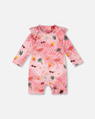 Baby And Toddler One-Piece Long Sleeve Rashguard Pink Beach Print