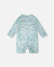 Baby And Toddler One-Piece Long Sleeve Rashguard Blue Seahorse Print