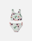 Two-Piece Swimsuit Blue Flamingo And Cactus Print