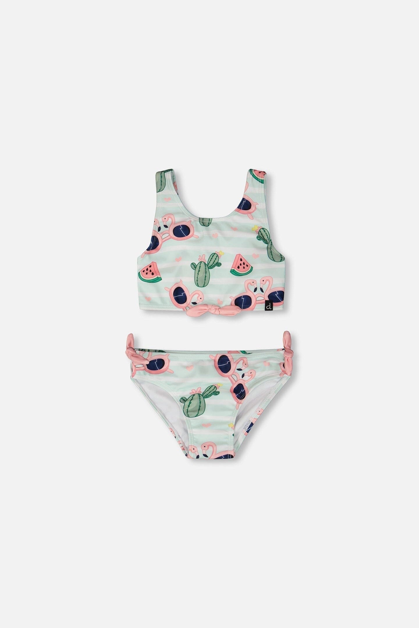 Two-Piece Swimsuit Blue Flamingo And Cactus Print