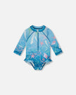 Baby And Toddler One-Piece Long Sleeve Rashguard Blue Shell Print