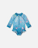 Baby And Toddler One-Piece Long Sleeve Rashguard Blue Shell Print