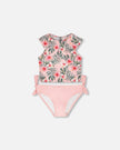 Two-Piece Swimsuit Pink Hibiscus Print