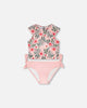 Two-Piece Swimsuit Pink Hibiscus Print