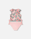 Two-Piece Swimsuit Pink Hibiscus Print